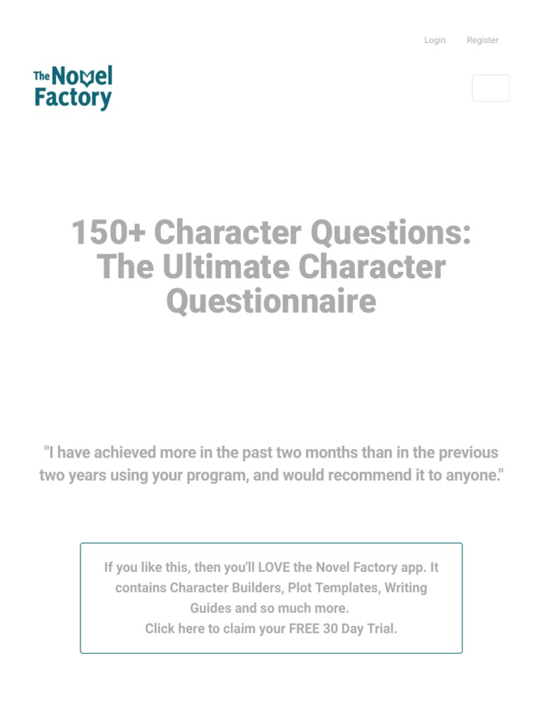 Ultimate Character Questionnaire Guide | PDF