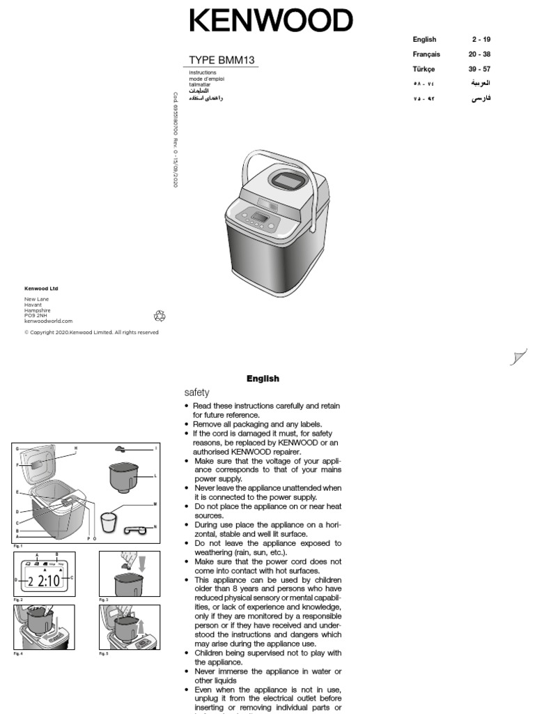 Kenwood BMM13.000WH User Manual PDF Breads Baker's Yeast