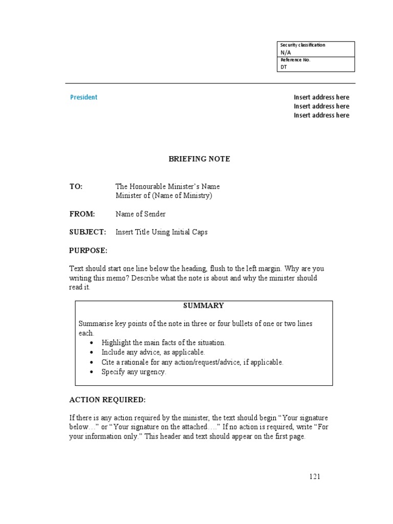 Briefing Note Template PDF