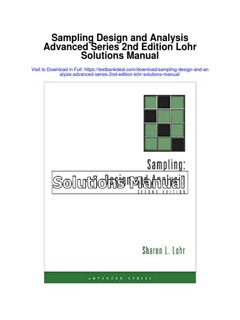 Sampling Design and Analysis Advanced Series 2nd Edition Lohr Solutions Manual PDF Bias Of