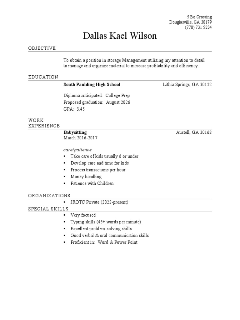 Sample High School Resume 1 PDF - 1701472394