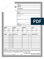 Feng Shui Character Sheet