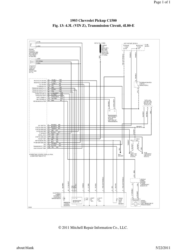 1993 chevrolet pickup c1500 fig 13 4 3l vin z transmission circuit