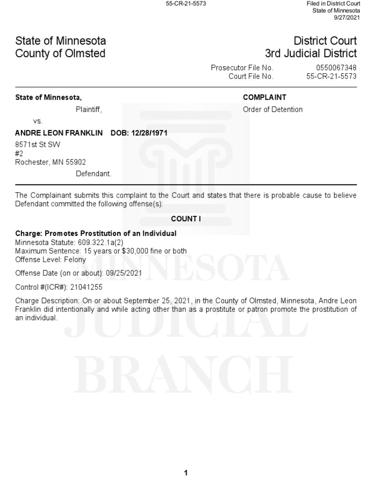 First Criminal Complaint | PDF | Arrest Warrant | Arrest