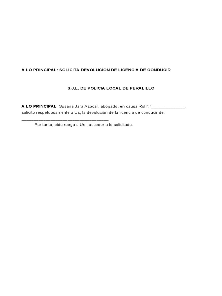 Formulario Devolucion De Licencia De Conducir PDF