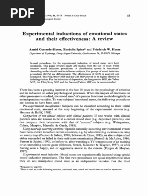 Experimental Inductions of Emotional States and Their Effectiveness (Review)