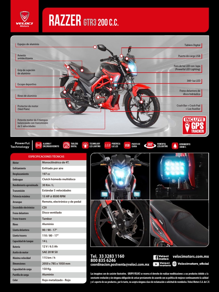 Ficha Técnica Veloci Razzer GTR3 200 | PDF | Diodo emisor de luz ...