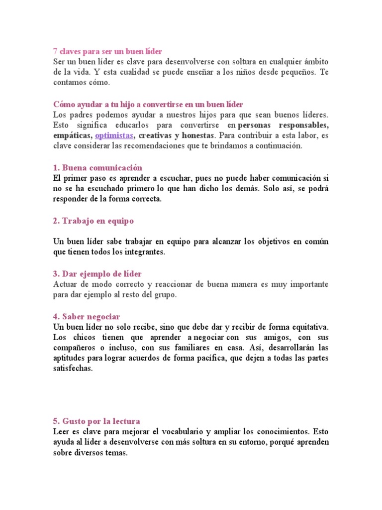 7 claves para ser un buen líder | PDF