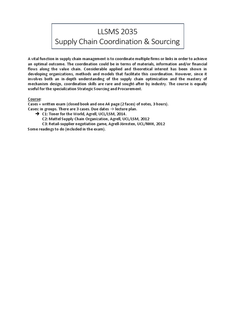 Supply Chain Coordination Insights | PDF | Supply Chain | Adverse Selection