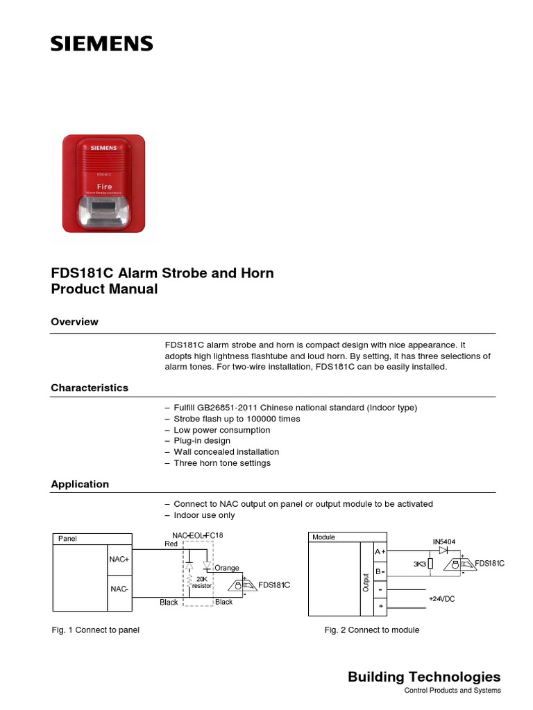 FDS181C Alarm Strobe & Horn Manual | PDF | Electronics | Electrical ...