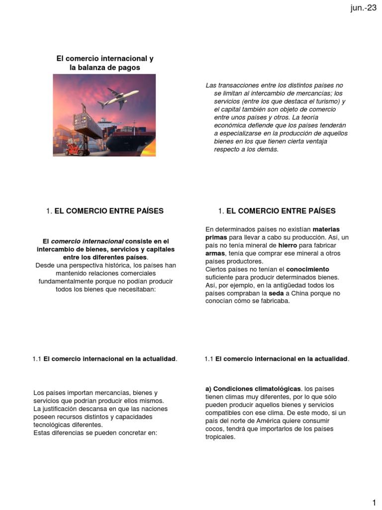 Comercio Internacional y Balanza de Pagos | PDF | Balanza comercial ...