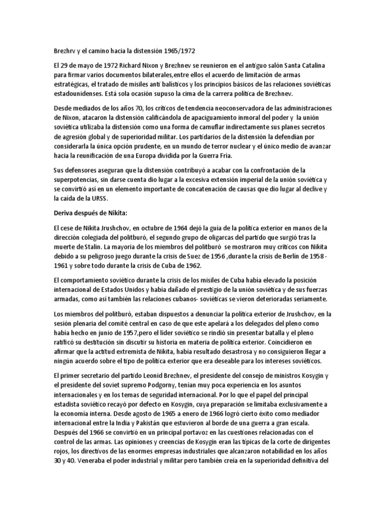 Brezhrv y El Camino Hacia La Distensión 1965-7 | PDF | Leonid Brezhnev ...