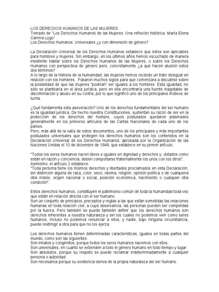Derechos Humanos de las Mujeres | PDF | Violación | La violencia contra ...