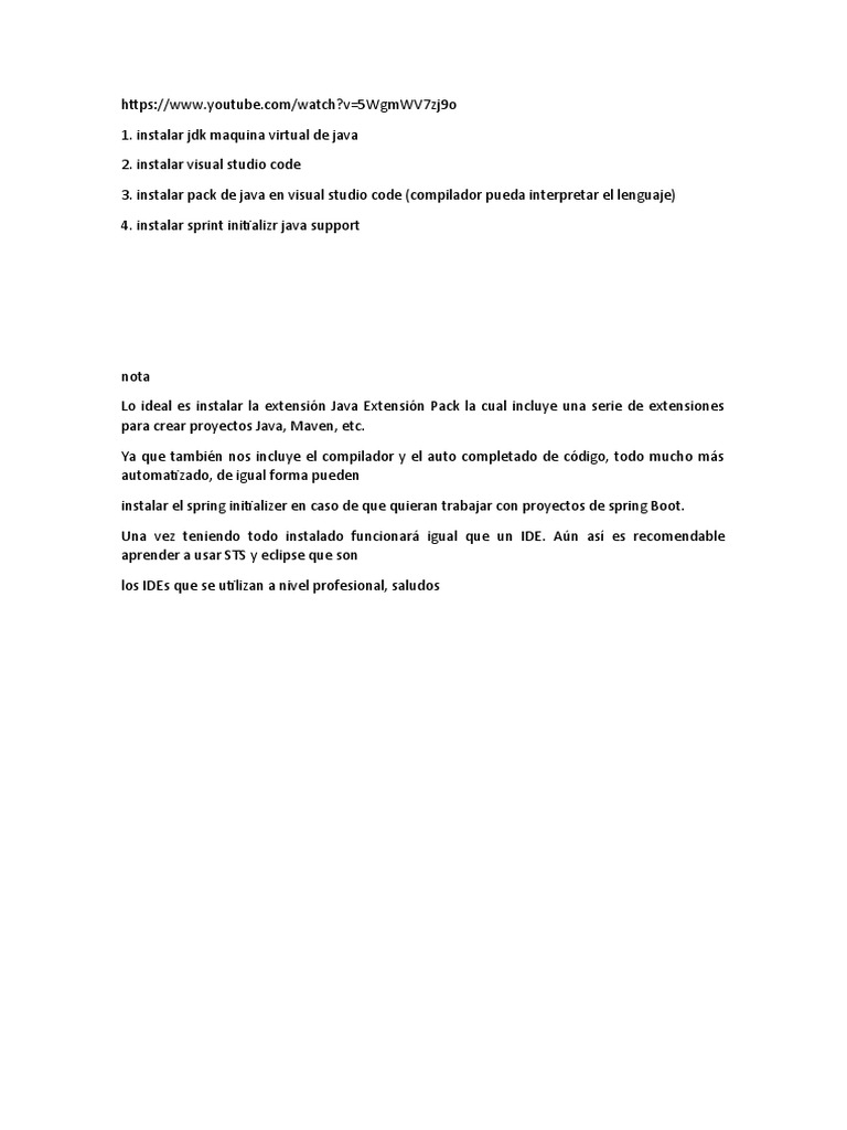 Instalacion java en visutal studio code pdf