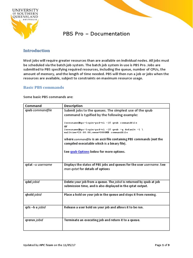 PBS Pro User Guide and Commands | PDF | Scheduling (Computing ...