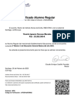Certificado Alumno Regular: Vicente Ignacio Donoso Morales Rut: 25.202.395-K