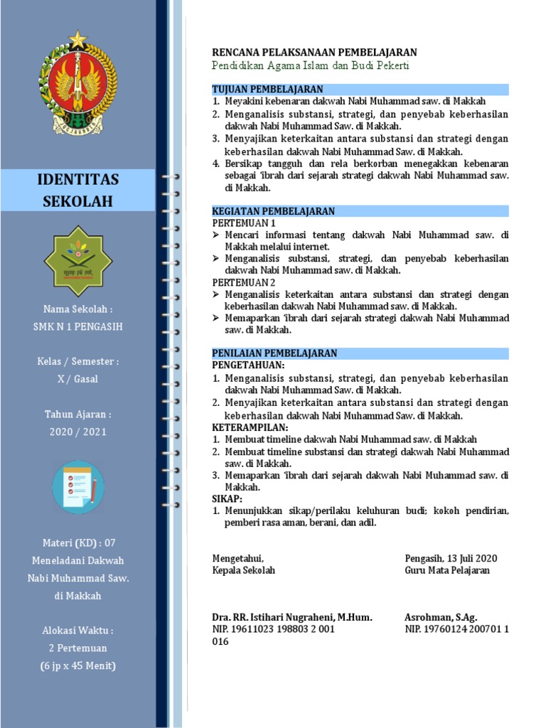 RPP PAI K13 Inspiratif X Gasal 7. Meneladani Dakwah Nabi Muhammad Saw ...