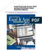 Using Microsoft Excel and Access 2016 For Accounting 5th Edition Owen Solutions Manual