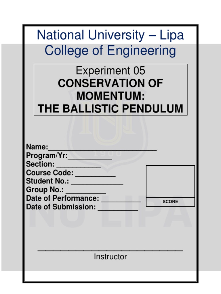 Ballistic Pendulum Momentum Experiment | PDF | Momentum | Collision