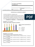 Avaliação de Matemática 1º B 5º Ano 2023