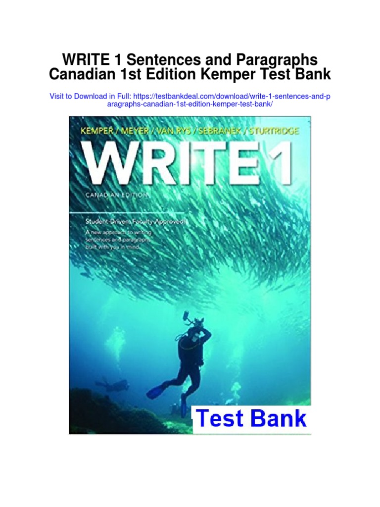 Write 1 Sentences and Paragraphs Canadian 1st Edition Kemper Test Bank