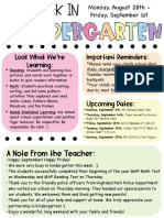 Kindergarten Newsletter 9-1-23