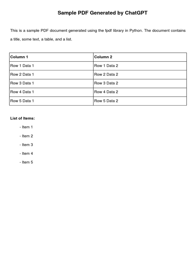 Sample PDF with Table and List | PDF | Computers