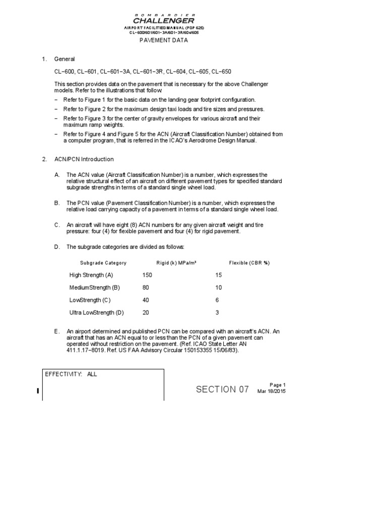 ACN/PCN Data for Challenger Aircraft | PDF | Transportation Engineering ...