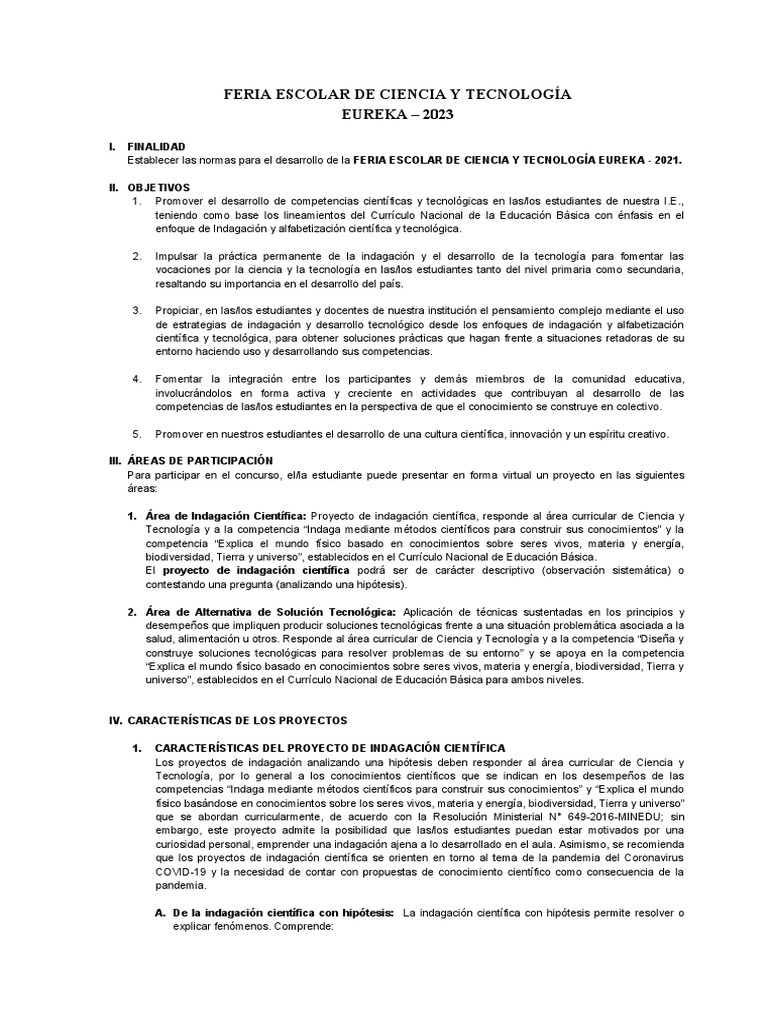 Feria Escolar de Ciencia y Tecnología 2023 | PDF | Hipótesis | Diseño
