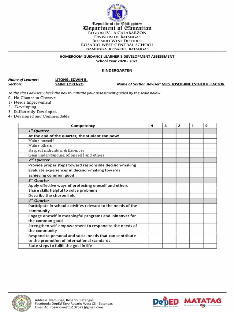 Homeroom Guidance Assessment 2021 | PDF | Learning | Decision Making