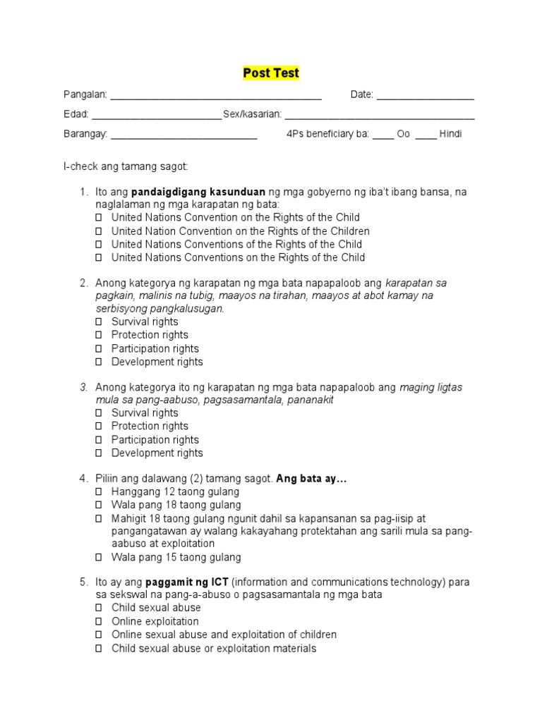 Posttest | PDF