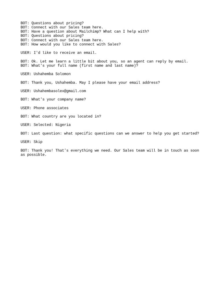 Chat Transcript | PDF
