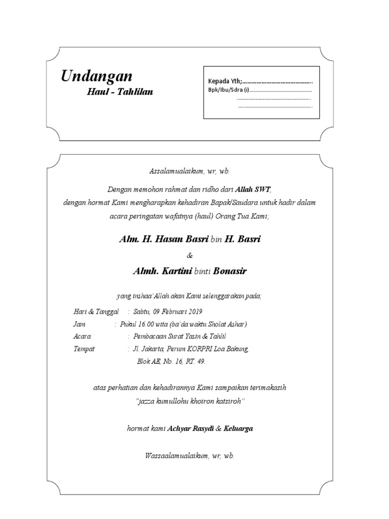 Contoh Undangan Haul | PDF