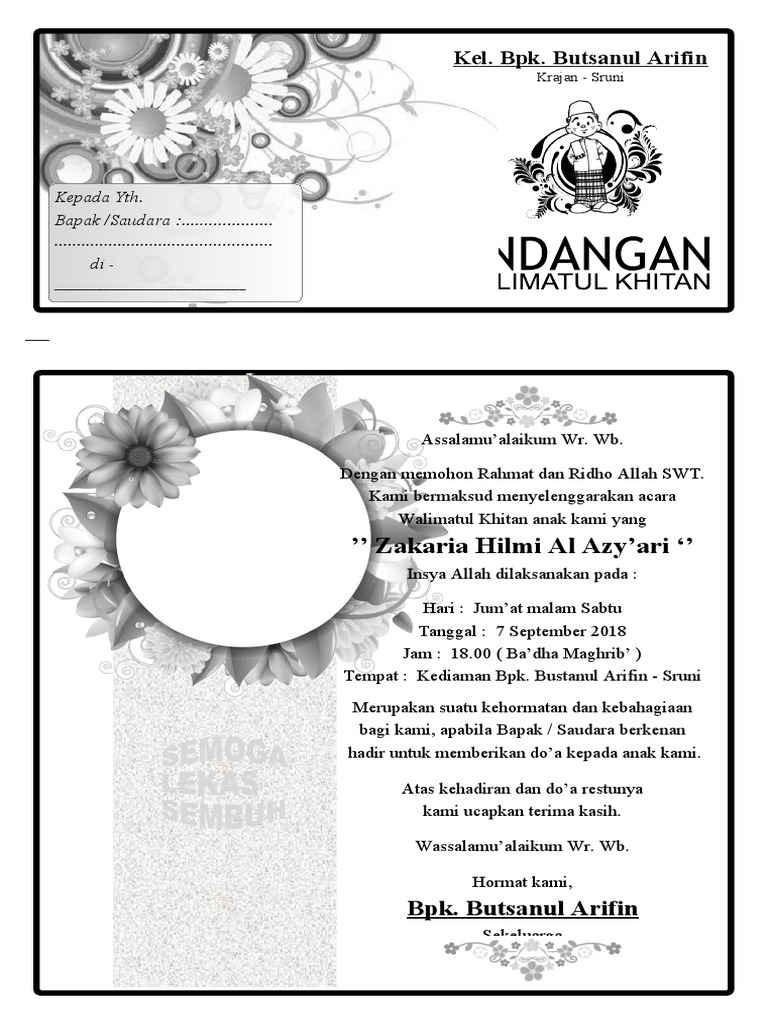 Undangan Walimatul Khitan | PDF