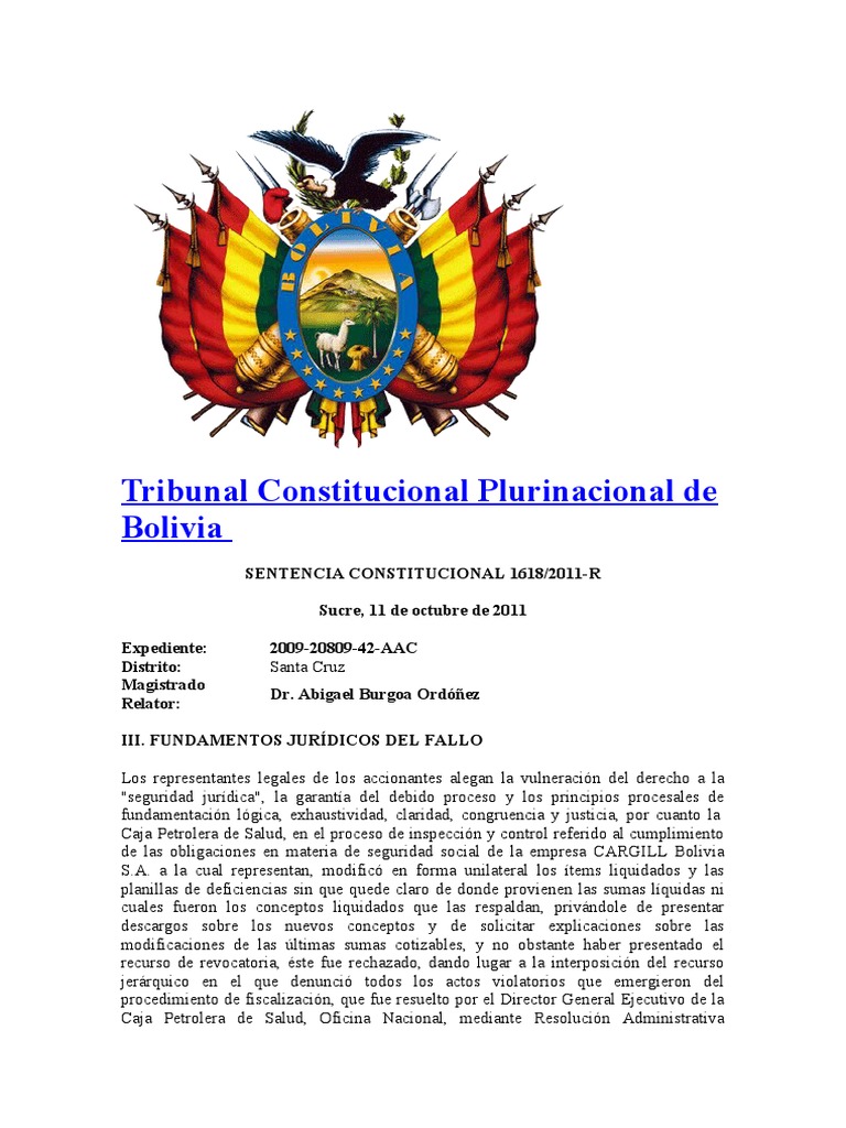 Tribunal Constitucional Plurinacional de Bolivia SC | PDF | Derecho