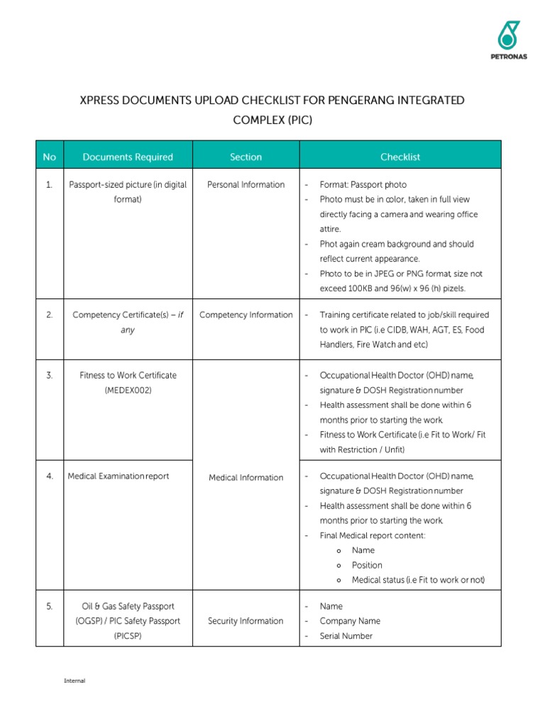 Pic Xpress Document Upload Checklist PDF