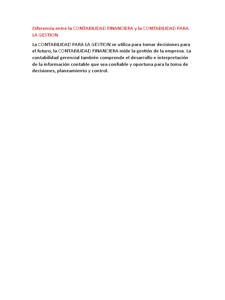 Diferencias entre contabilidad y financiera | PDF | Contabilidad ...