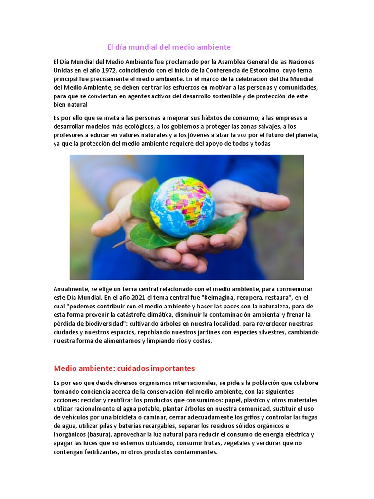 El Día Mundial Del Medio Ambiente | PDF | Entorno natural | Ray Bradbury
