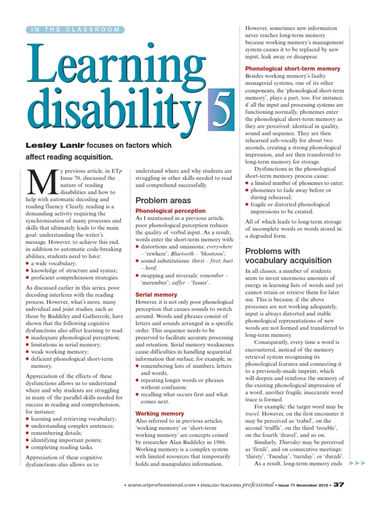 Disabilities That Affect Reading