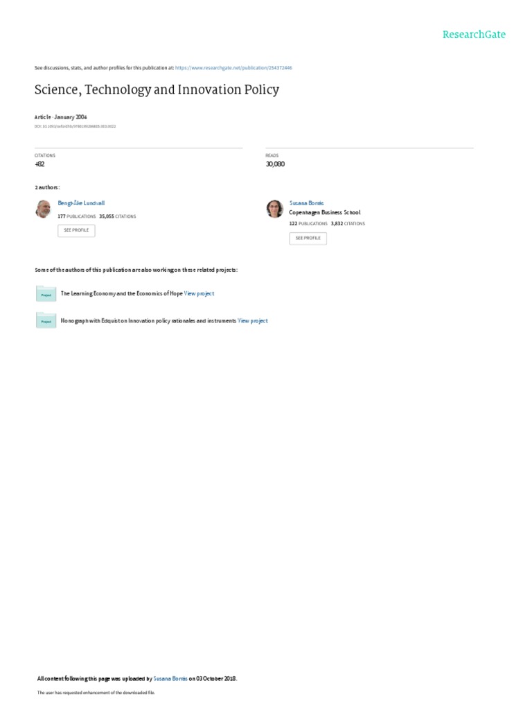Science, Technology and Innovation Policy | PDF | Innovation | Science