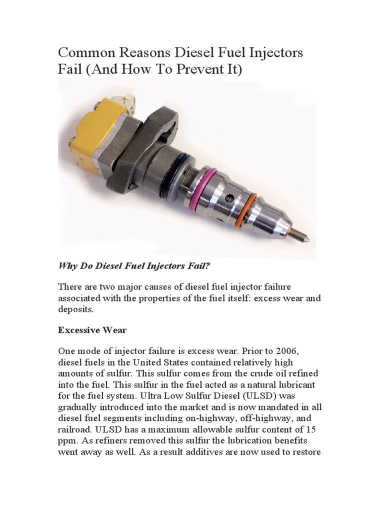 Common Reasons Diesel Fuel Injectors Fail PDF Fuel Injection Wear