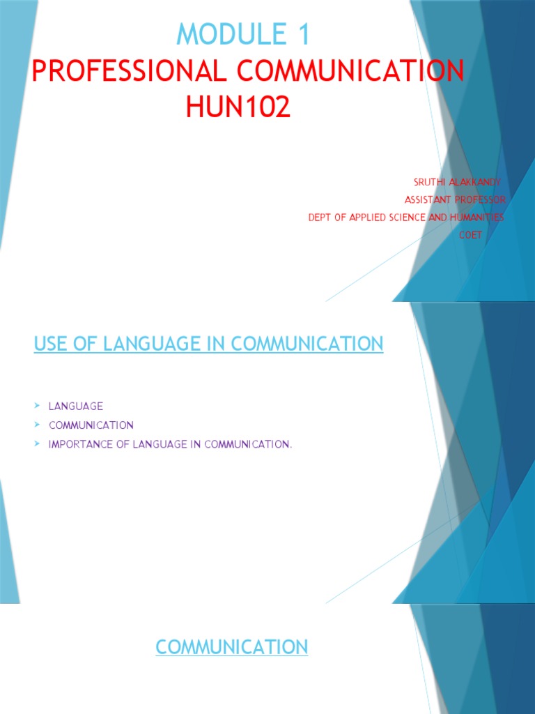 Professional Communication Module 1 PDF