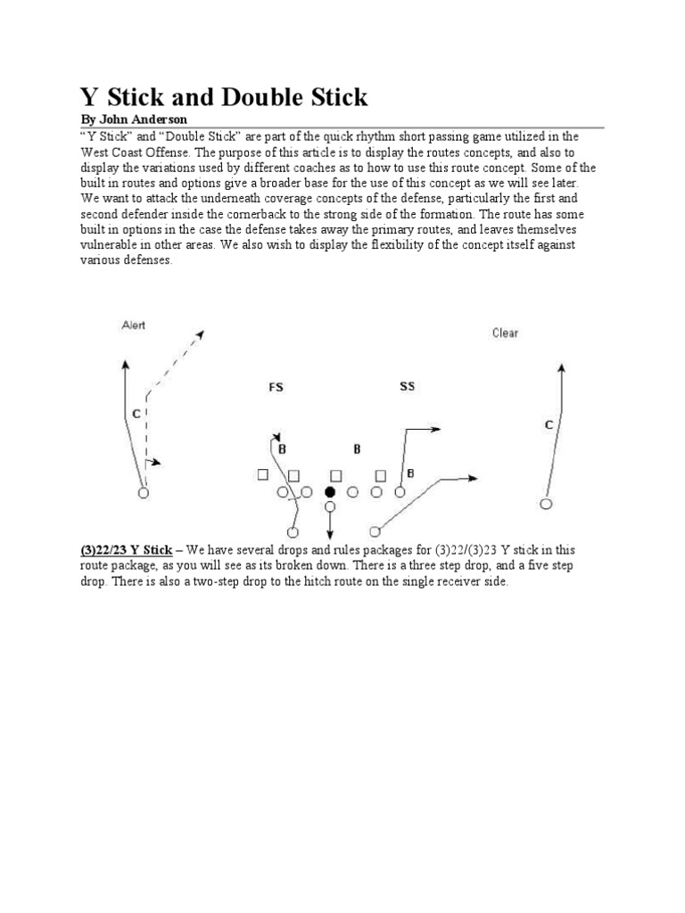 Y Stick and Double Stick Concepts | PDF | San Francisco 49ers | Quarterback