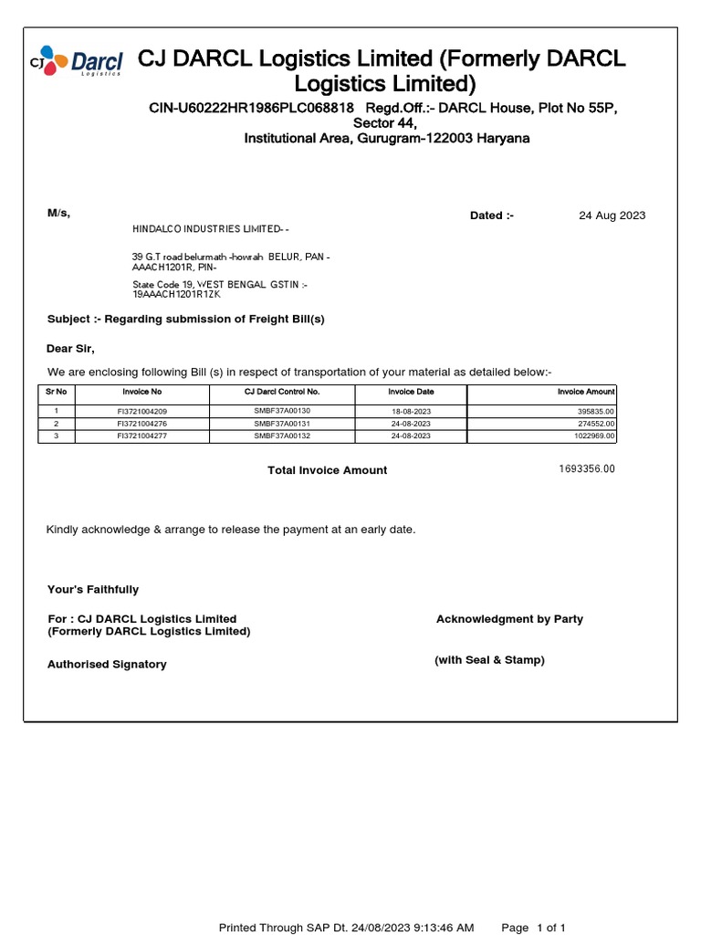 Invoice Submission Format Pdf