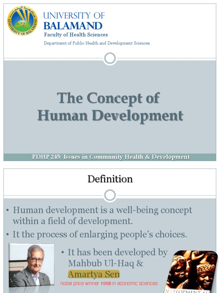 The Concept of Human Development PDF Human Development Index Economics
