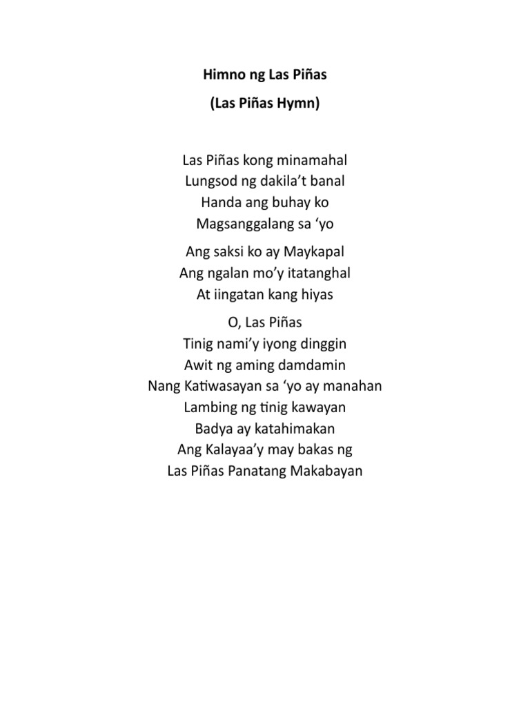 Las Piñas Hymn | PDF