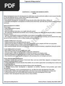Class 12 - Physical Education - CH-2 - Childern and Women in Sports - Notes-2