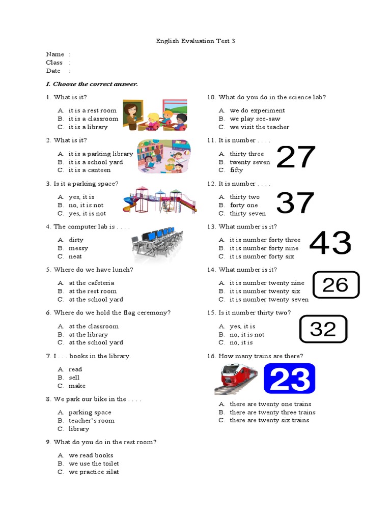 English Test 3 Pdf | English Exercises Pdf – SQMKS
