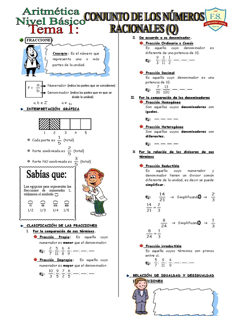 TEMA 1 ARITMETICA NIVEL BASICO Conjunto de Los Números Racionales | PDF ...
