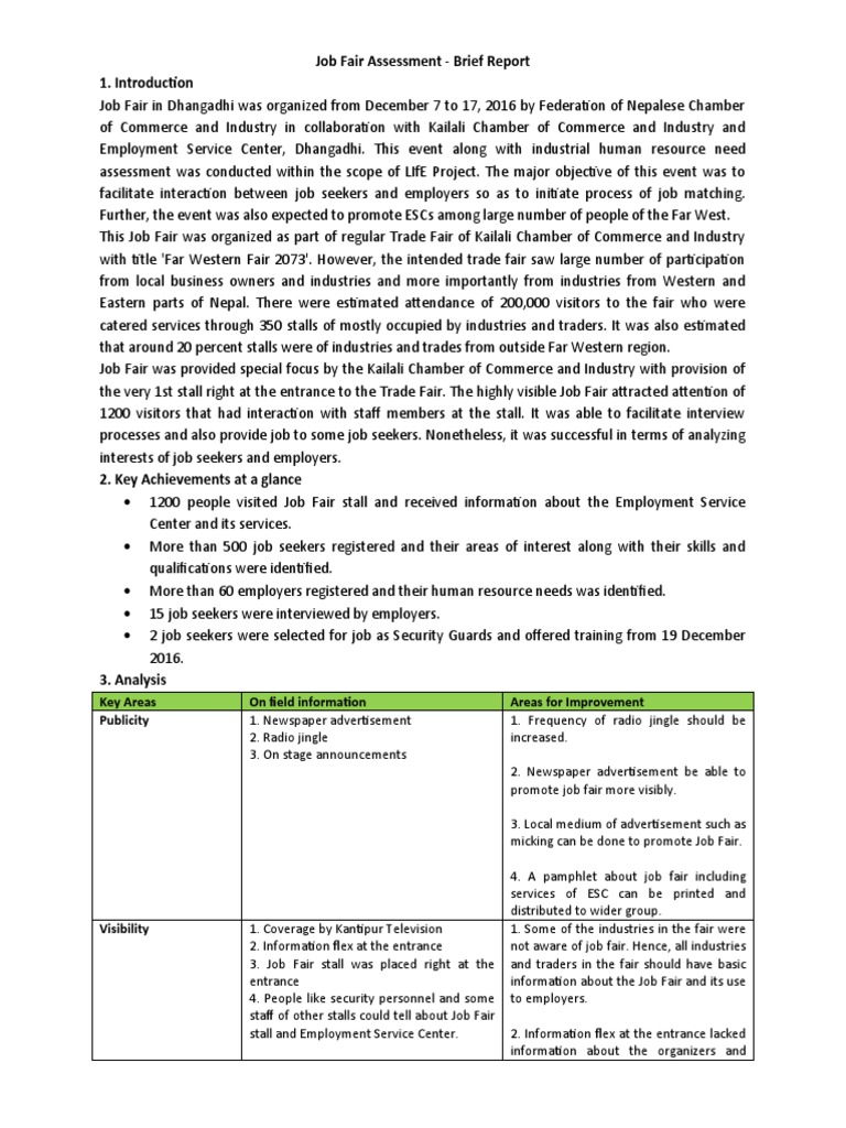 Job Fair Assessment - Dhangadhi - FNCCI | PDF | Employment | Advertising